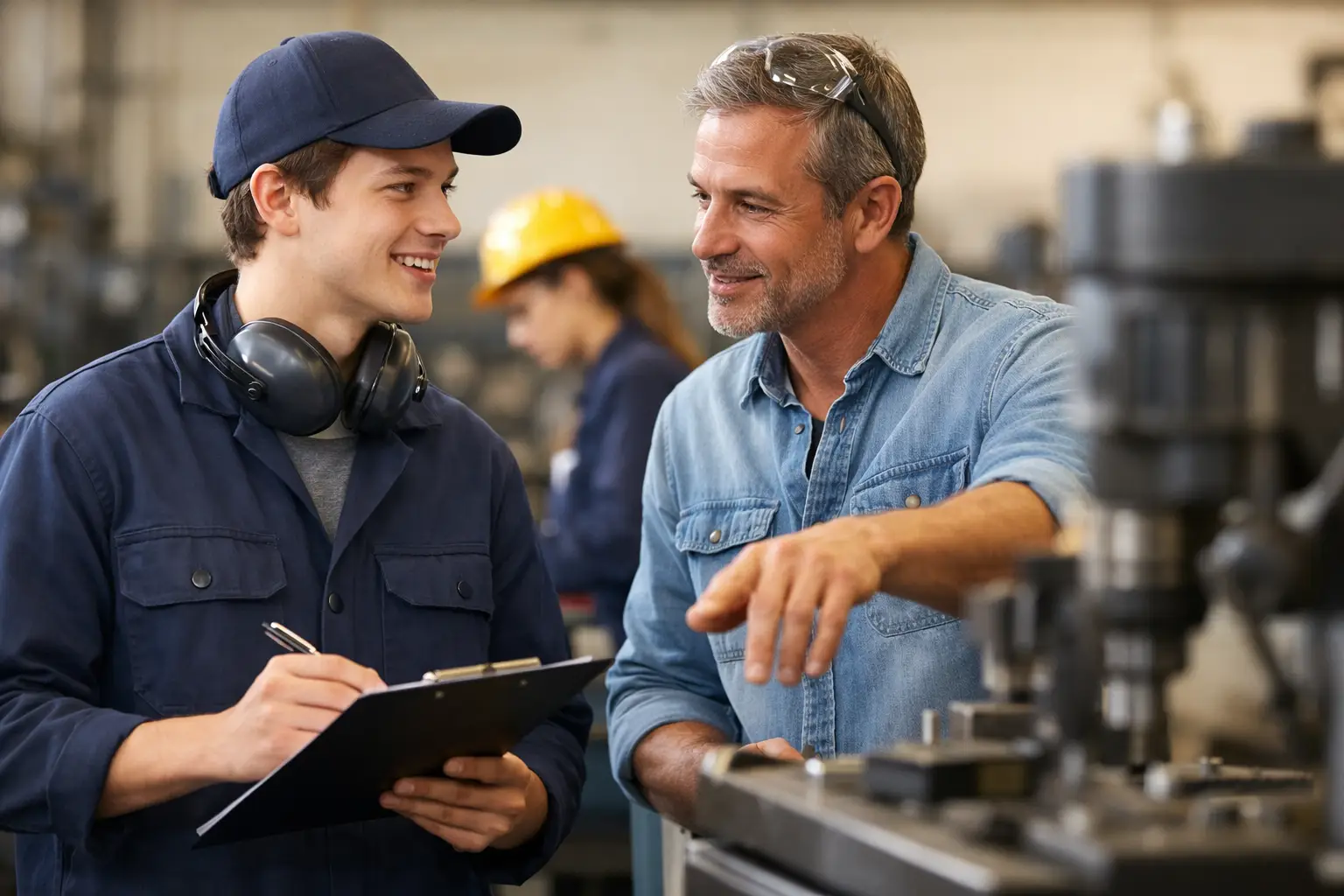 Apprentice learning a hands-on task under supervision in a real workplace